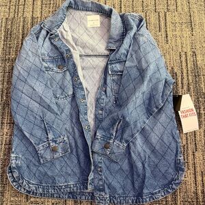 Celebrity Pink Light Blue Quilted Shacket